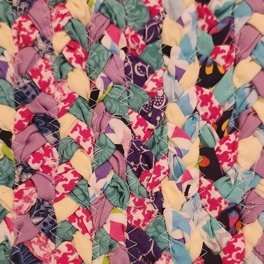 Handmade Colorful Braided Patchwork Rug - Picture 4 of 5